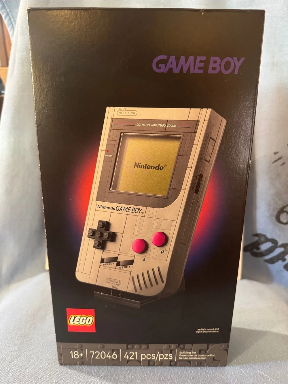 Lego Classic Game Boy Model in Light Gray with Pink Buttons